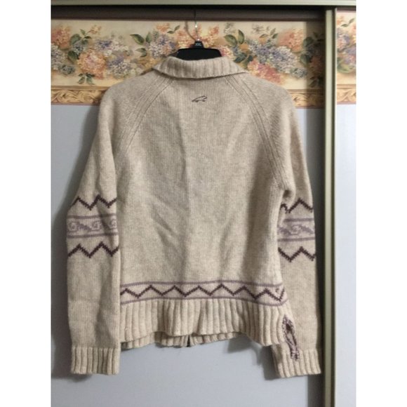 Horny Toad Medium Knit Wool Cream Zip Up Casual Outdoor Cardigan Sweater - Picture 3 of 5